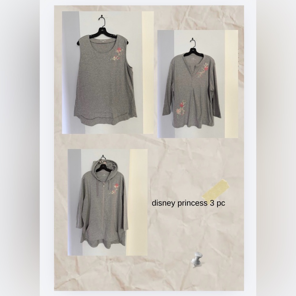 Princess Cruises 3pc top Women's Gray Embroidered Size XXL see pics